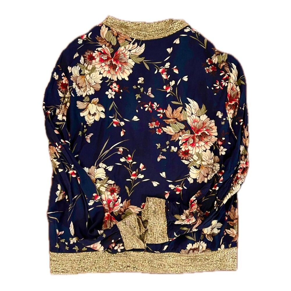 🚨CLEARANCE!!!! ⭐️HOST PICK⭐️ Untagged Floral/Gold Bomber-Style Sweater/Jacket - Picture 2 of 5